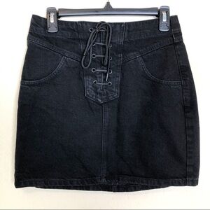 New Top Shop Lace-up Black Denim Mini Skirt